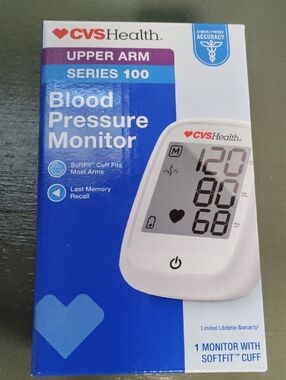 NEW IN BOX CVS Health White Upper Arm Blood Pressure Monitor - Series 100